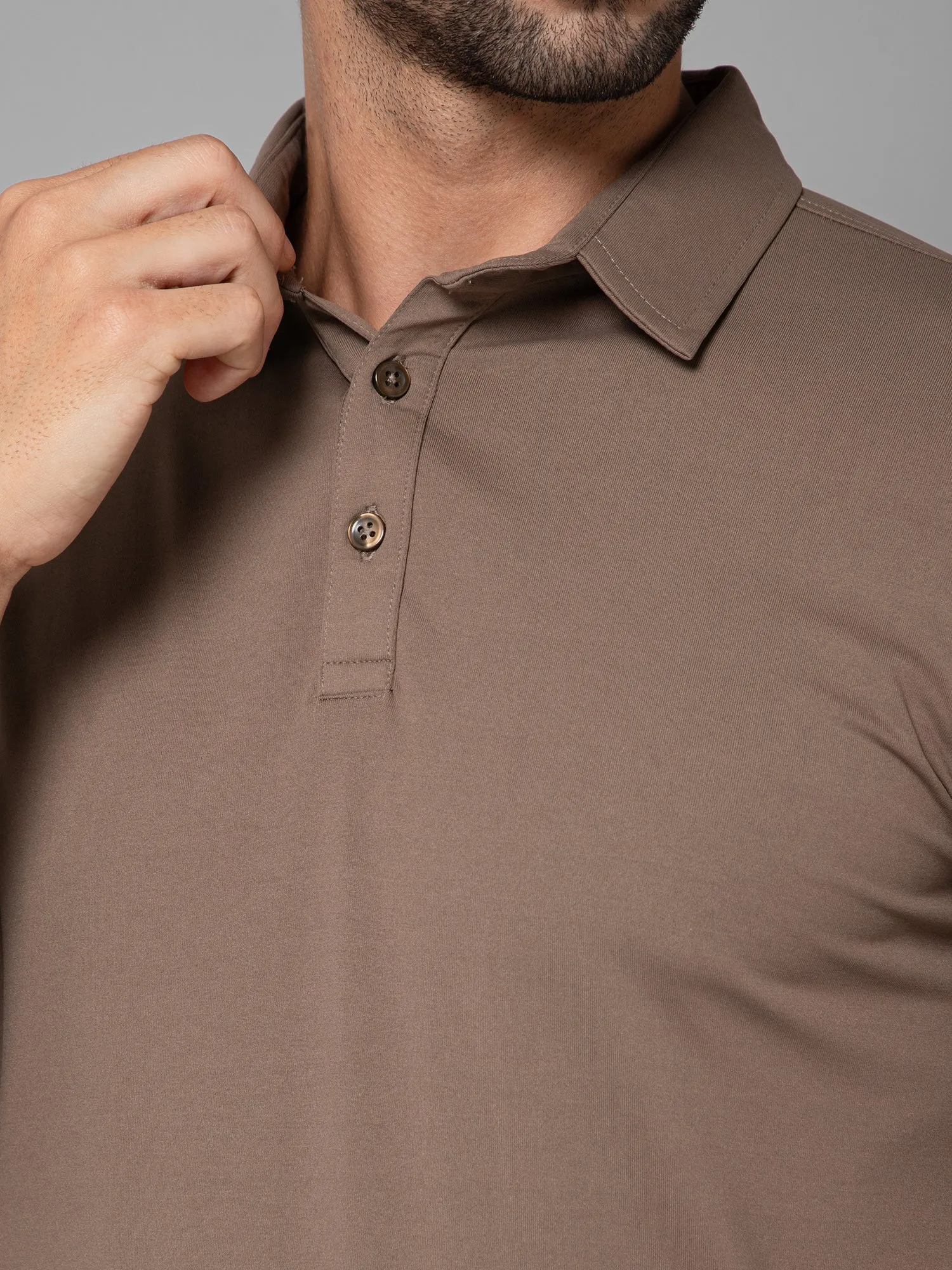 MINIMAL BUZZ SOFT TOUCH POLO T-SHIRT-MUD BROWN