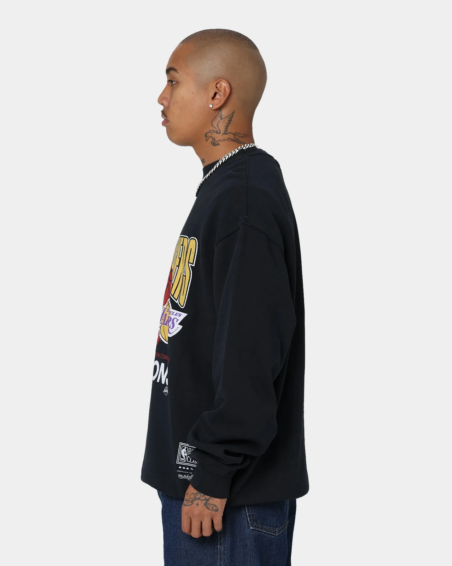 Mitchell & Ness Bulls Versus Lakers Vintage Crewneck Faded Black