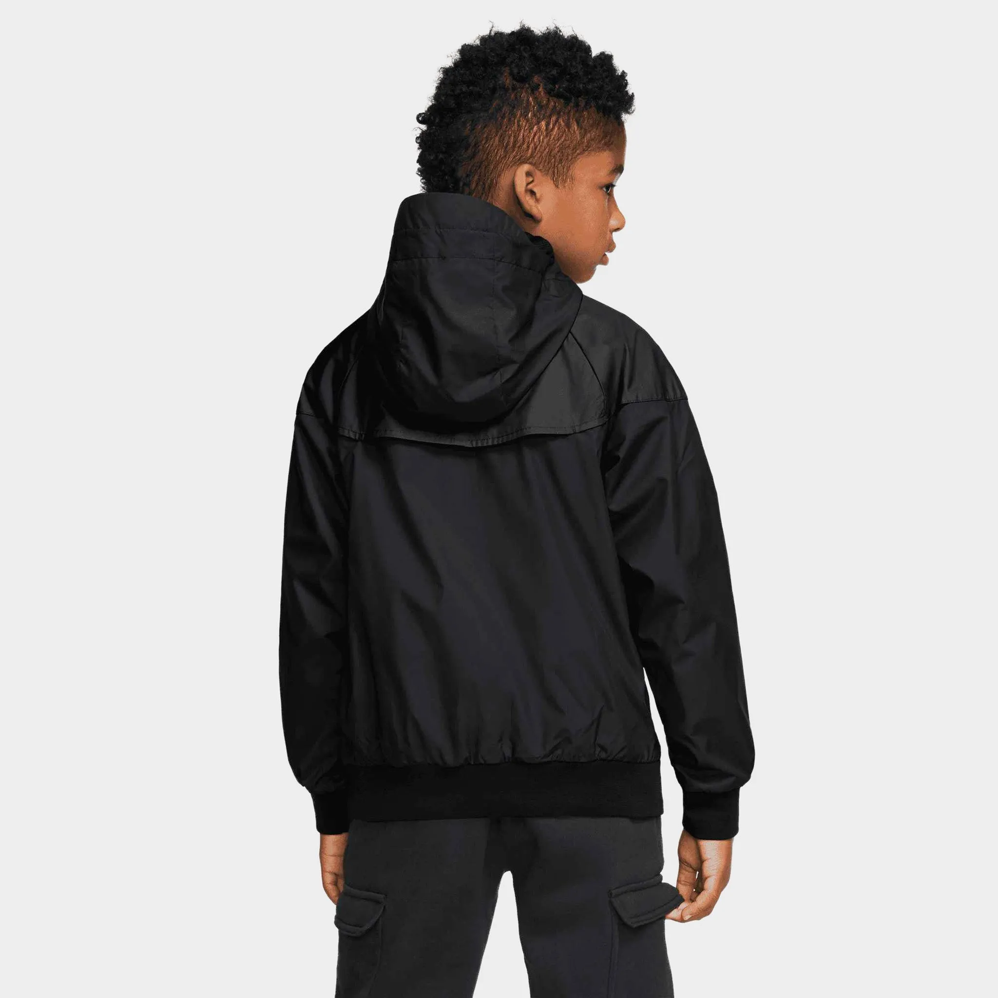 Nike Sportswear Juniors' Wind Runner Hooded Jacket Black / Black - White