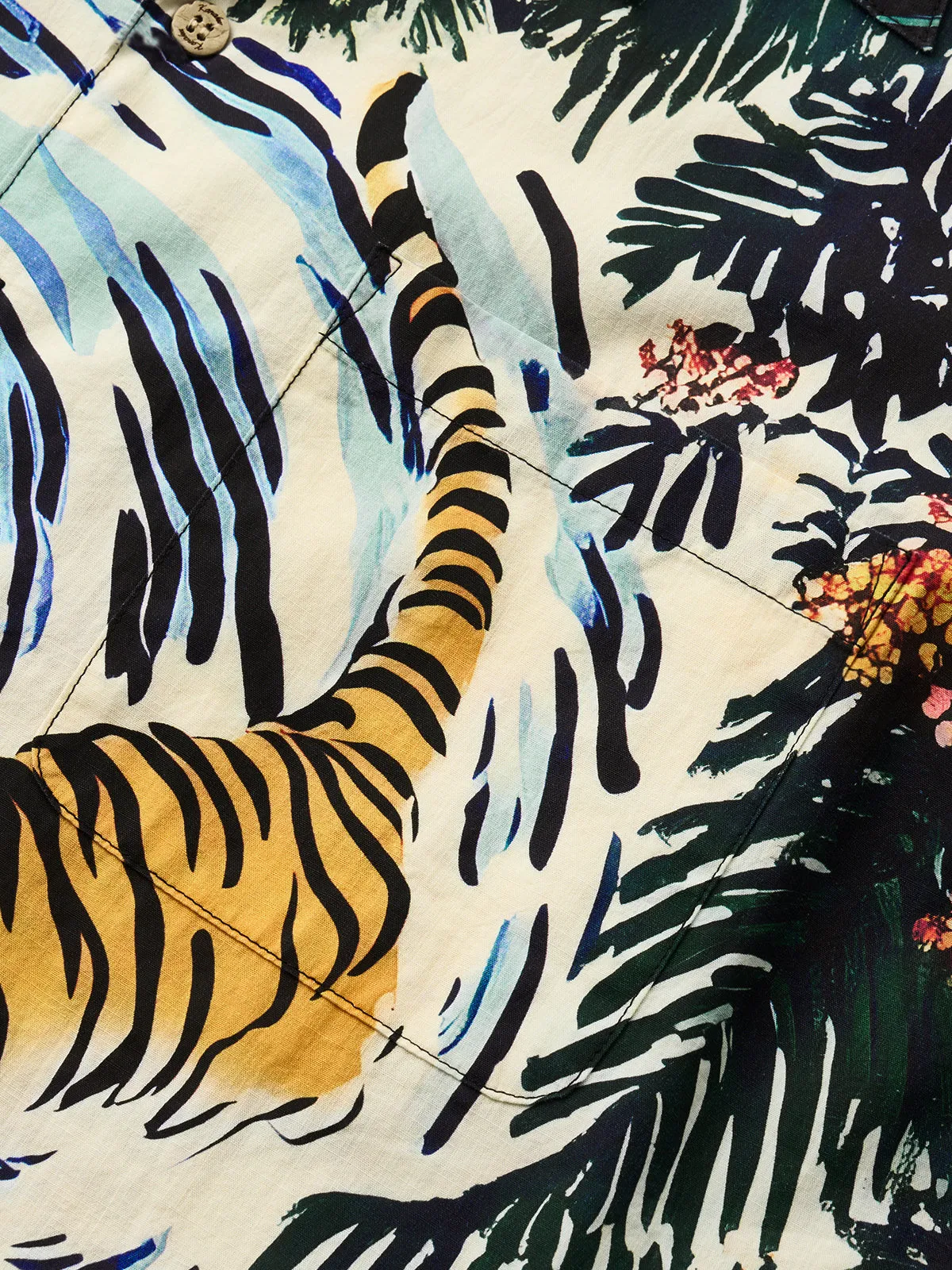 Playful Tiger & Tropical Rainforest Cotton Shirt