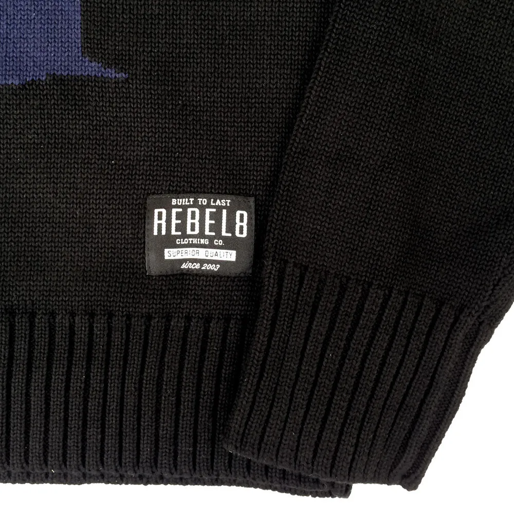 REBEL8 Huxtable Mens Crewneck Jumper Black