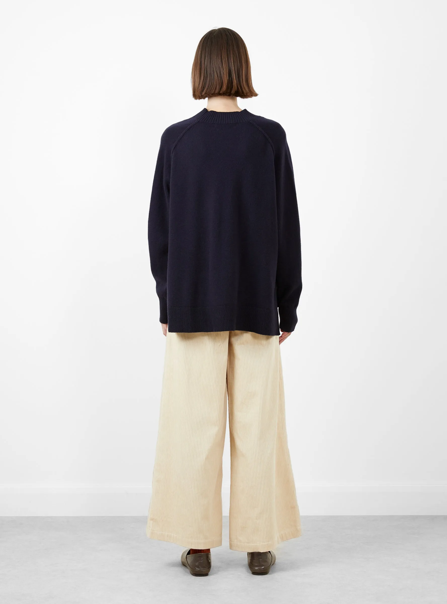 Relaxed Rolled Seam Sweater Navy