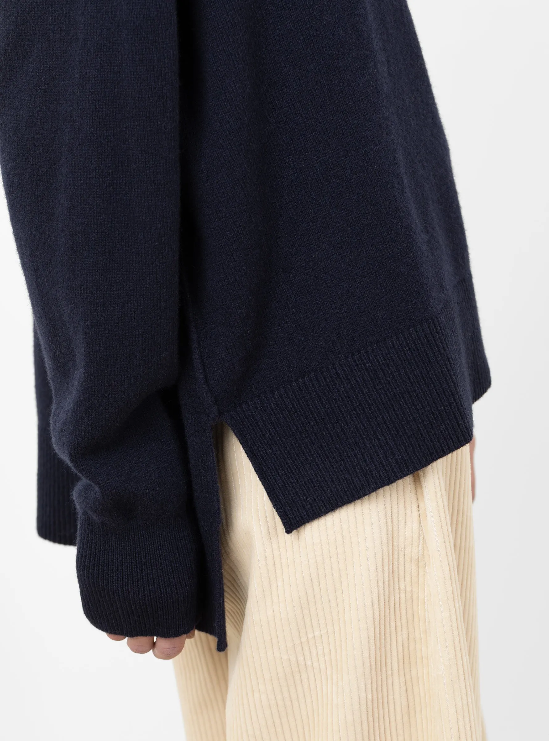 Relaxed Rolled Seam Sweater Navy