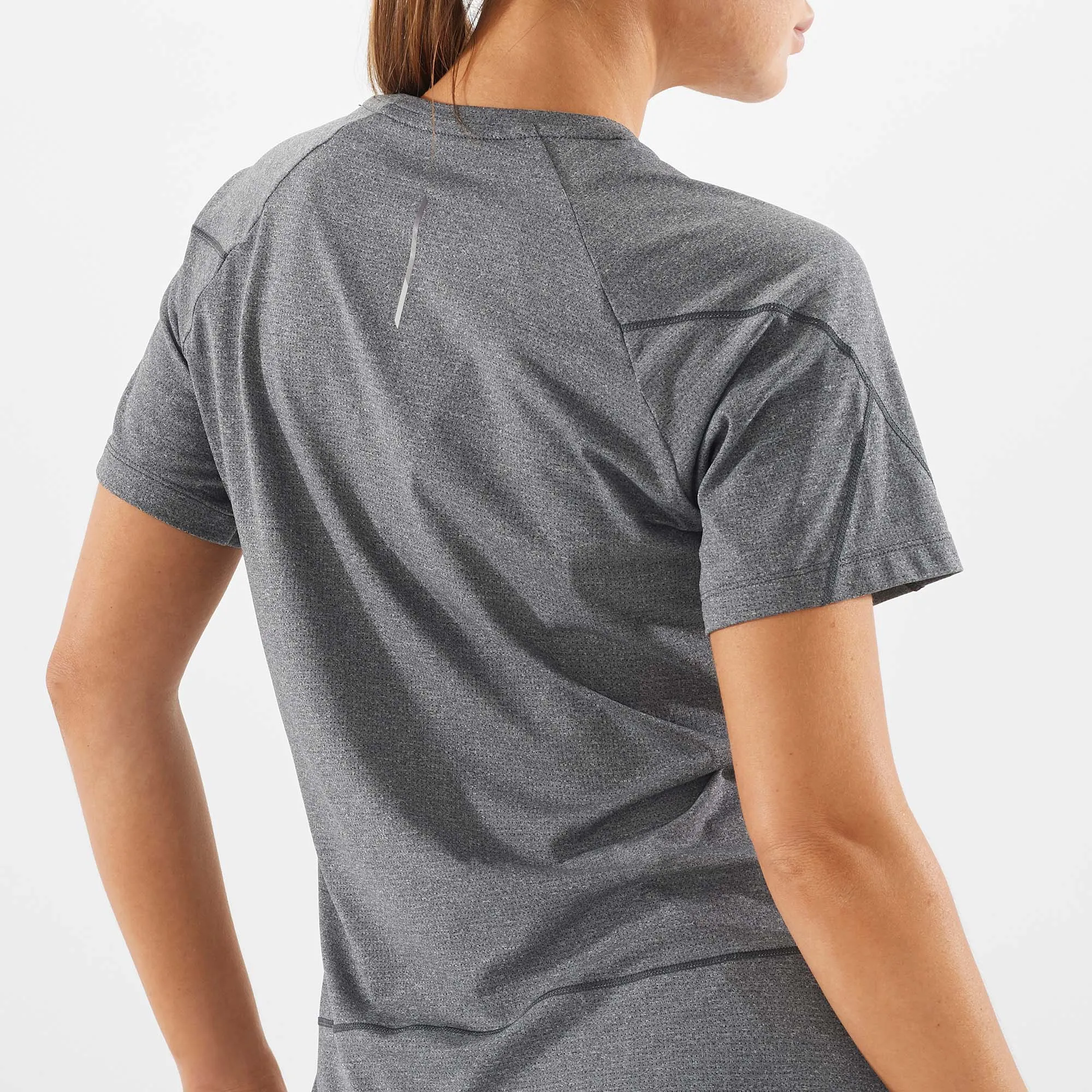 Salomon | Women's Cross Run Short Sleeve T-Shirt - Deep Black/Heather