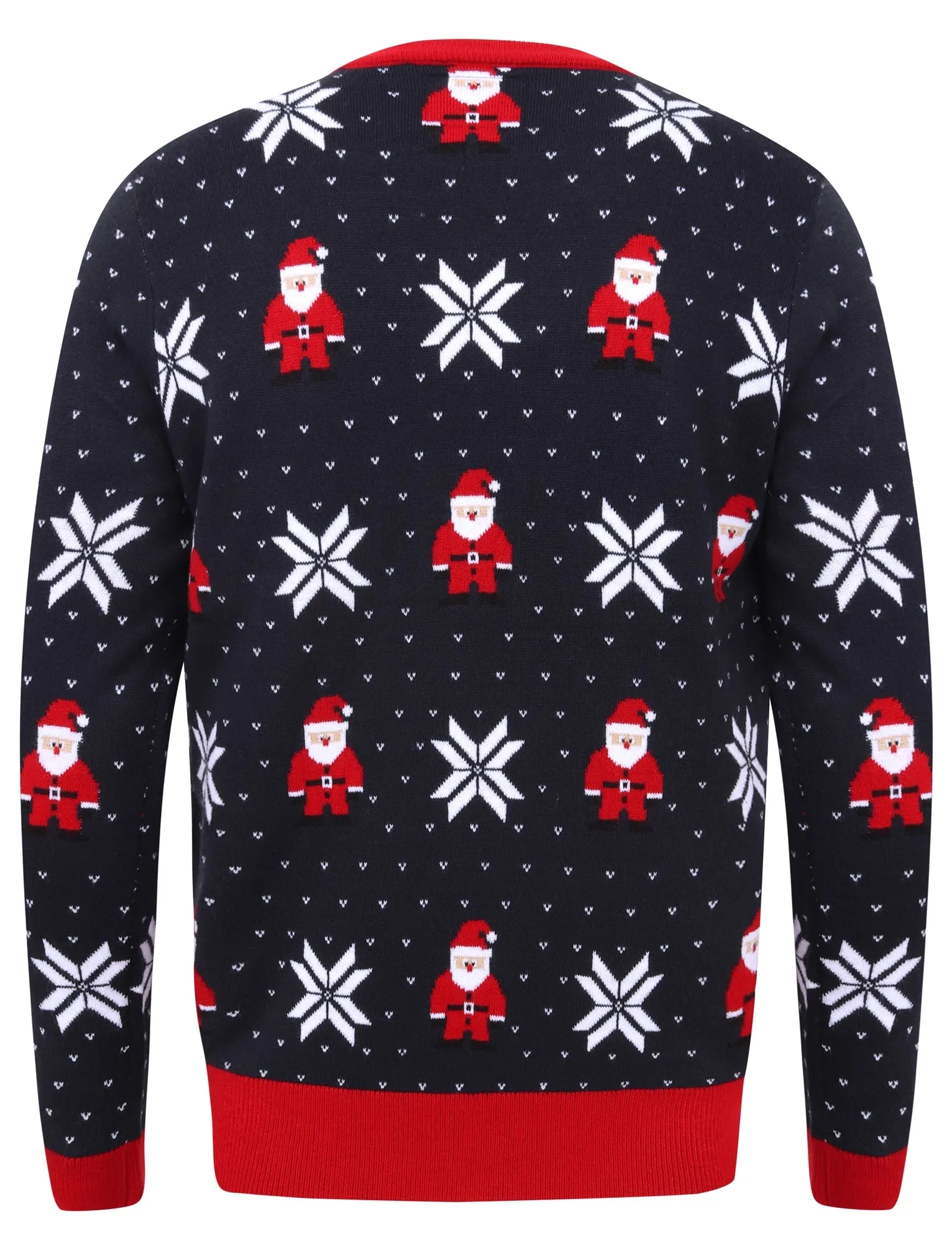 Santa Fairisle Wallpaper Print Novelty Christmas Jumper in Ink - Merry Christmas