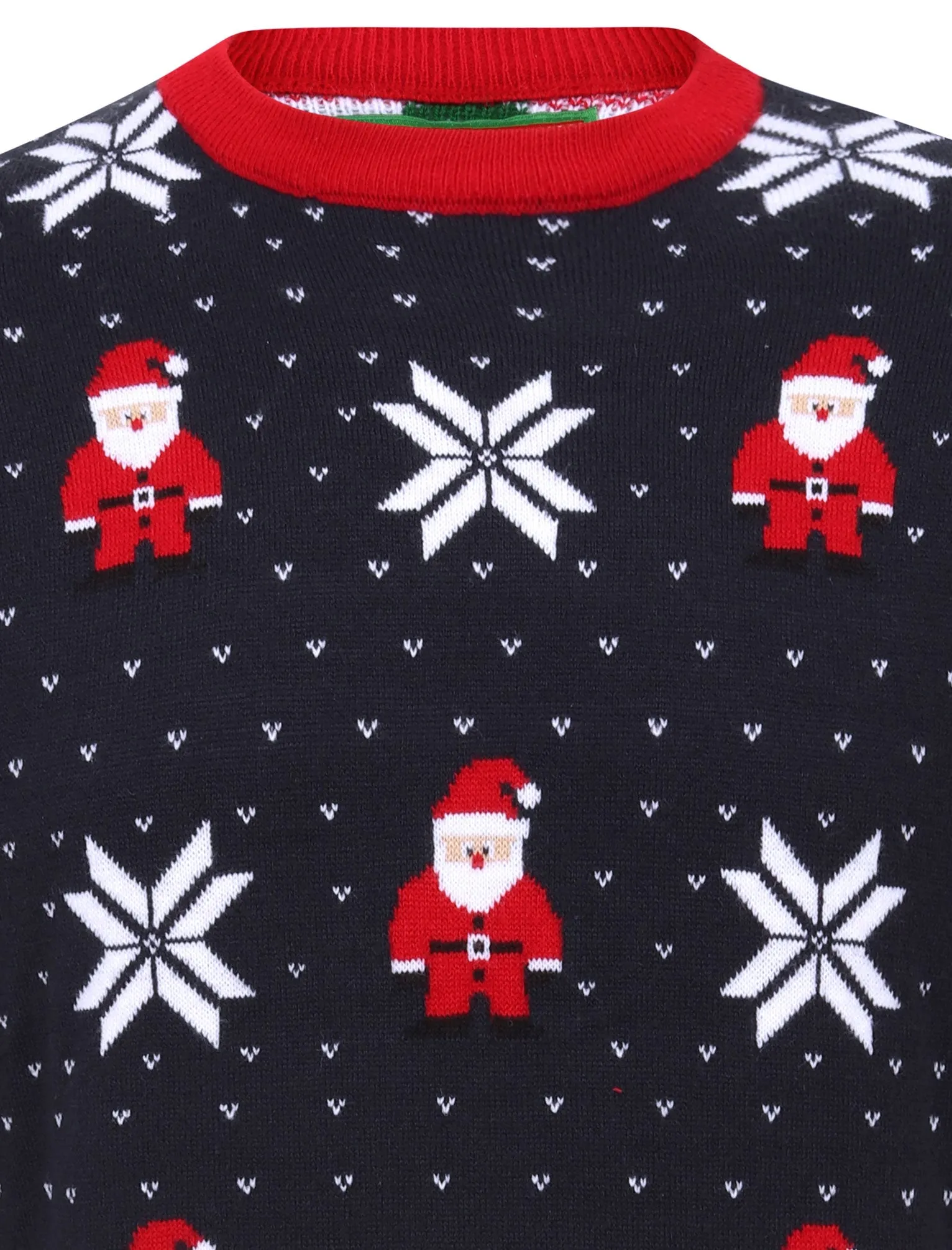 Santa Fairisle Wallpaper Print Novelty Christmas Jumper in Ink - Merry Christmas