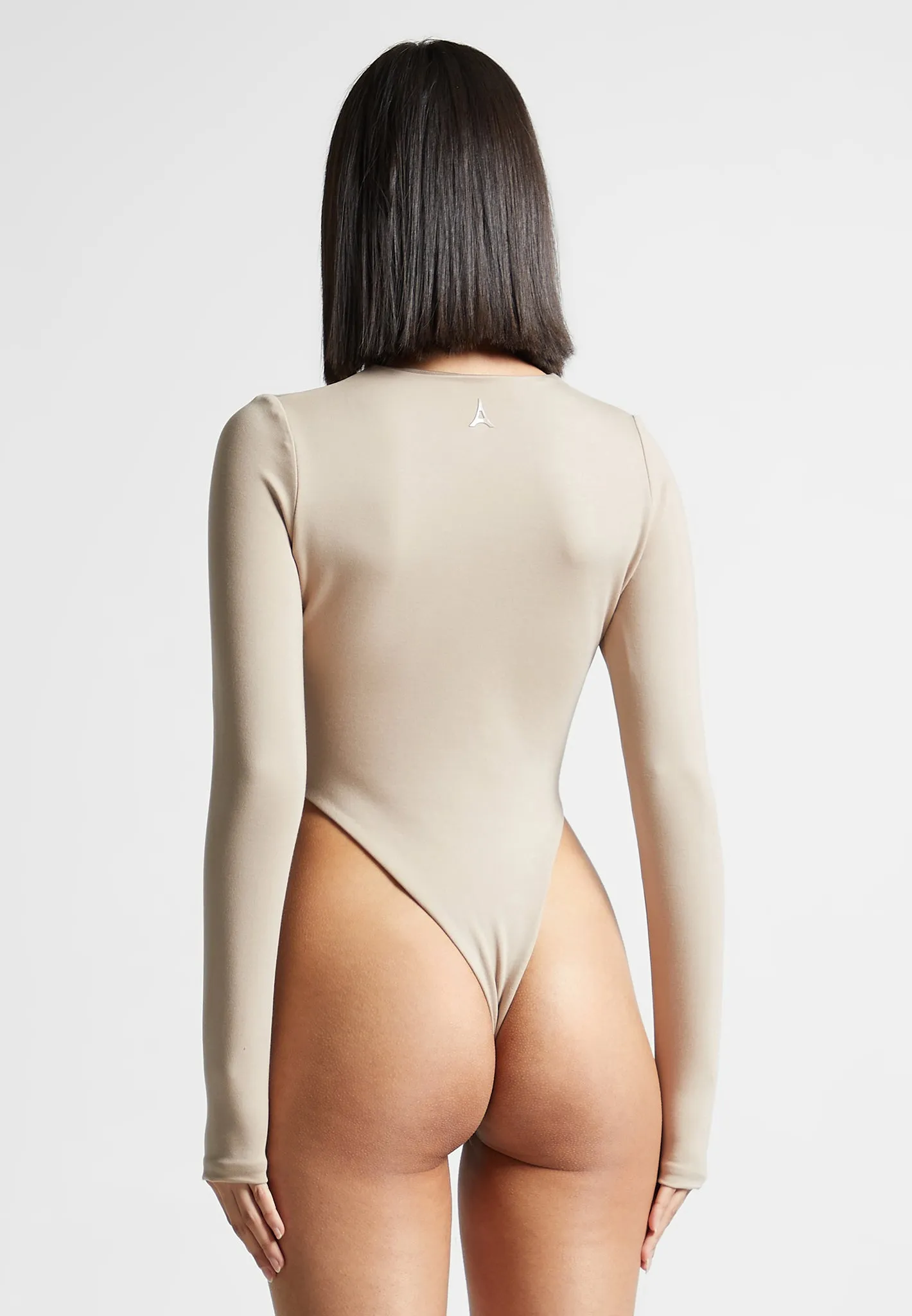 Éternelle High Leg Long Sleeve Bodysuit - Beige