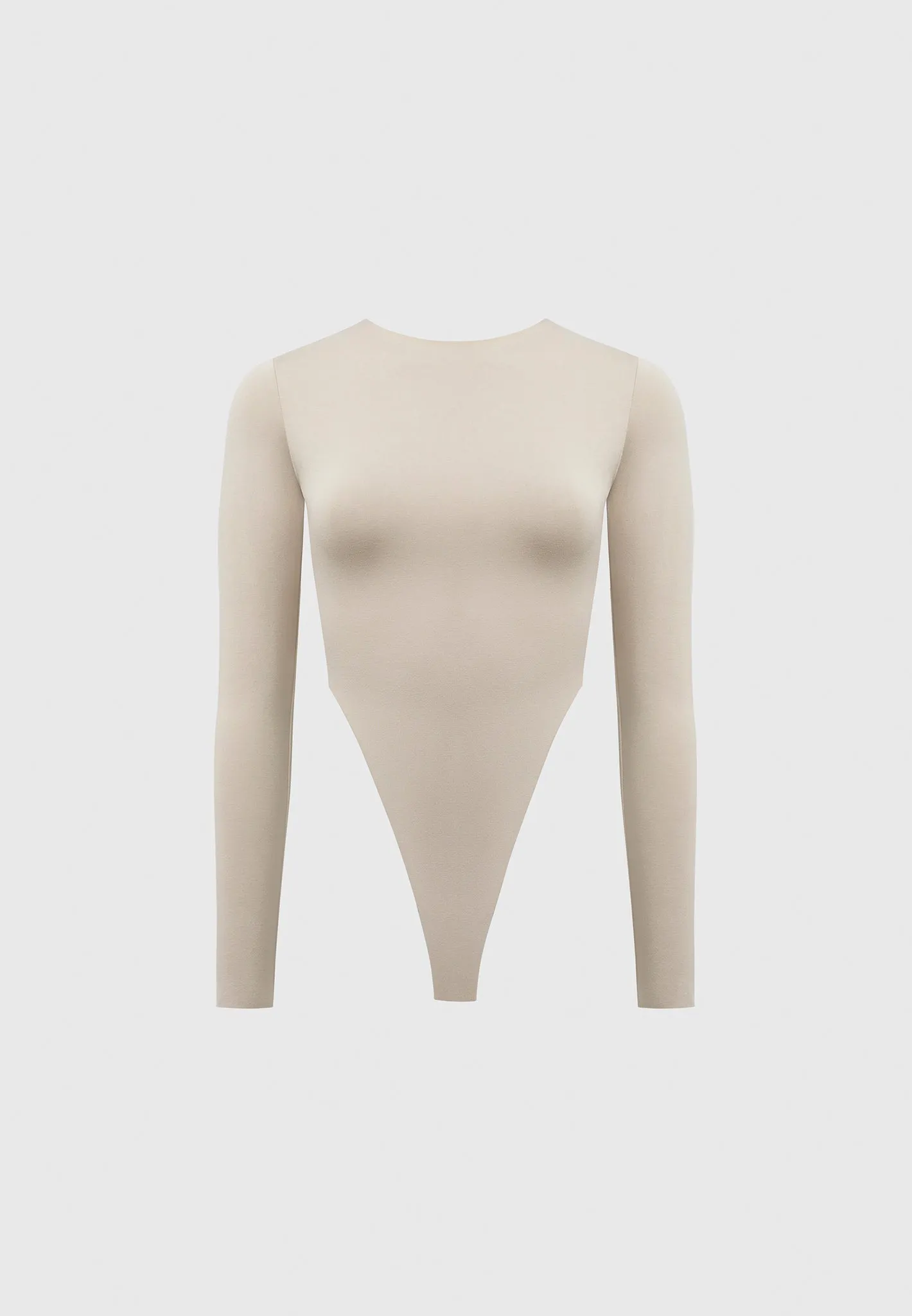 Éternelle High Leg Long Sleeve Bodysuit - Beige