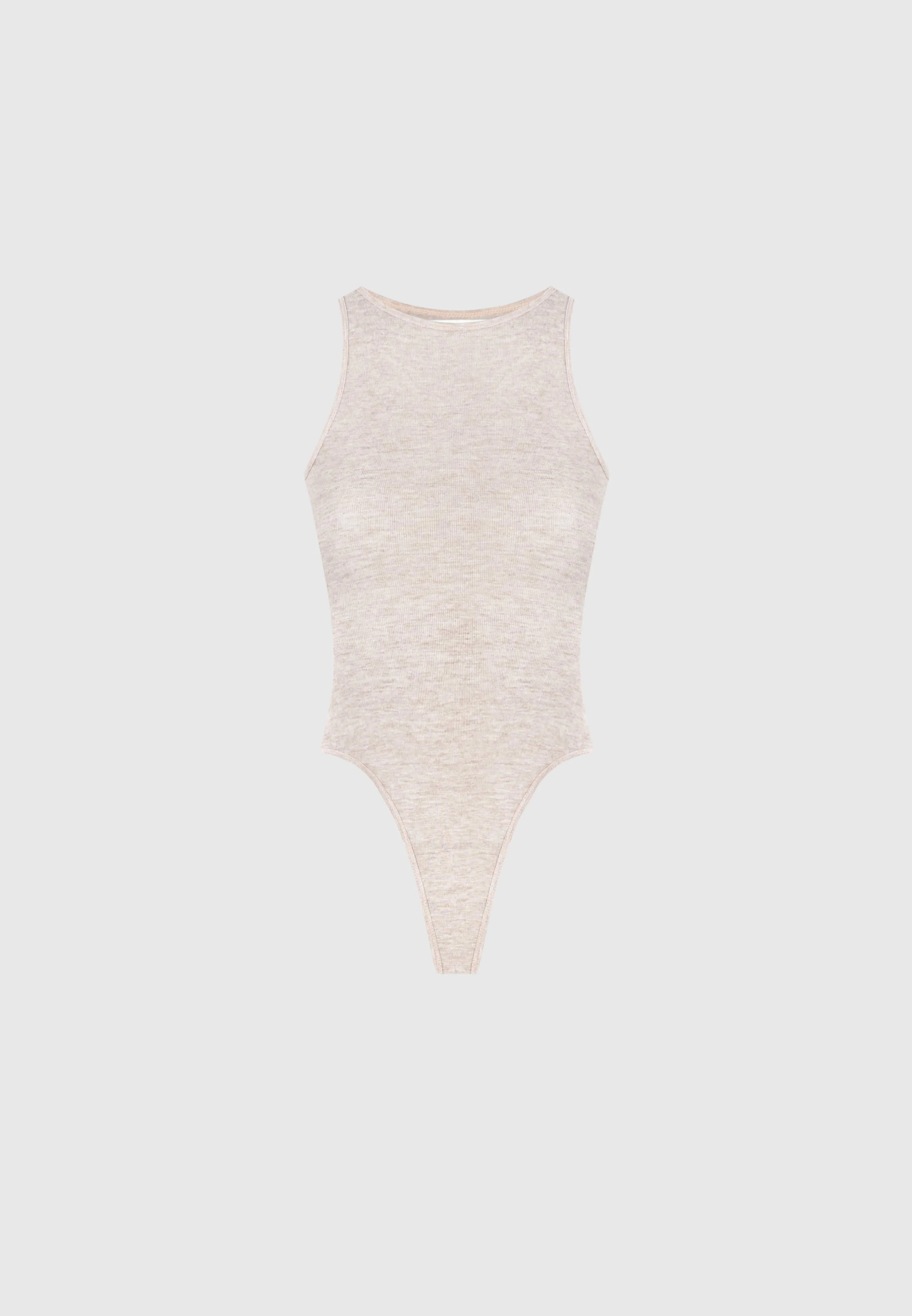 Éternelle Sheer Racer Neck Bodysuit - Beige