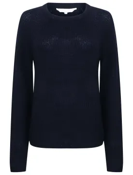 Willow Knitted Crew Neck Jumper In Navy - Amara Reya