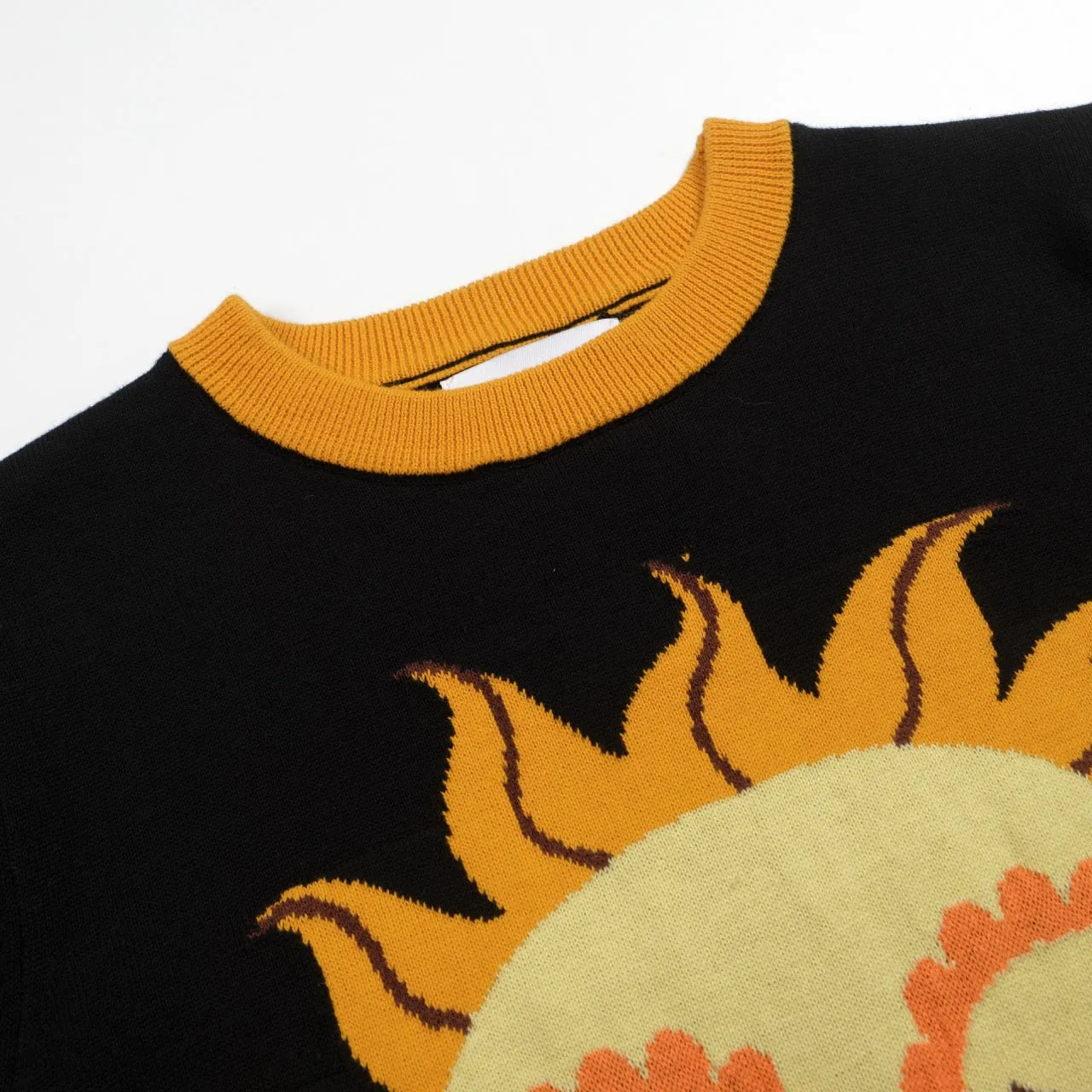 Women's Black Knitted T-shirt With Sun