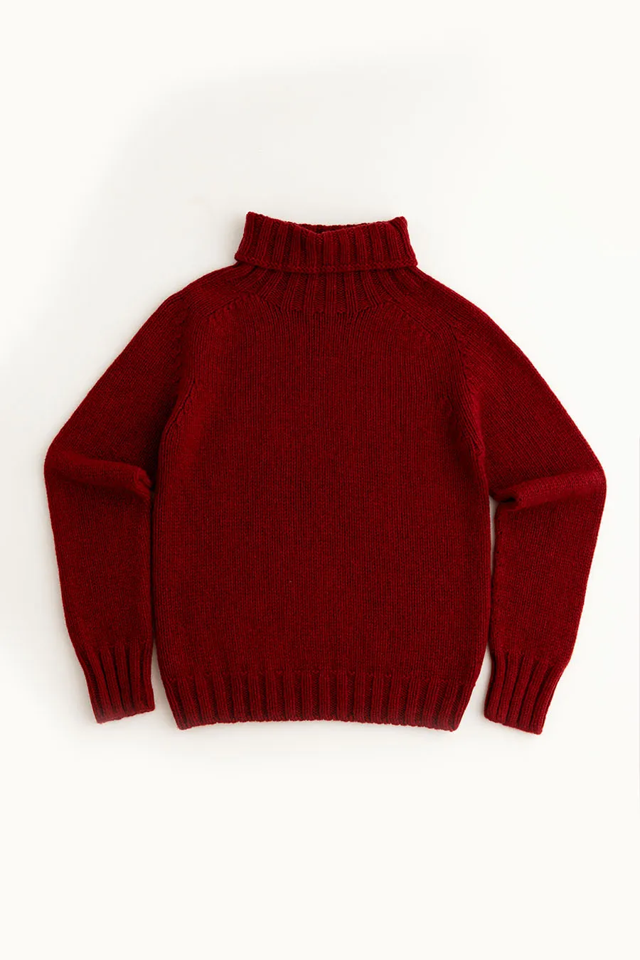 Womens Chunky Geelong Superfine Lambswool Polo Neck Jumper - Red