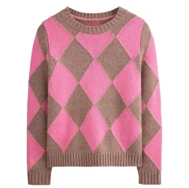 Women's pink diamond knit sweater