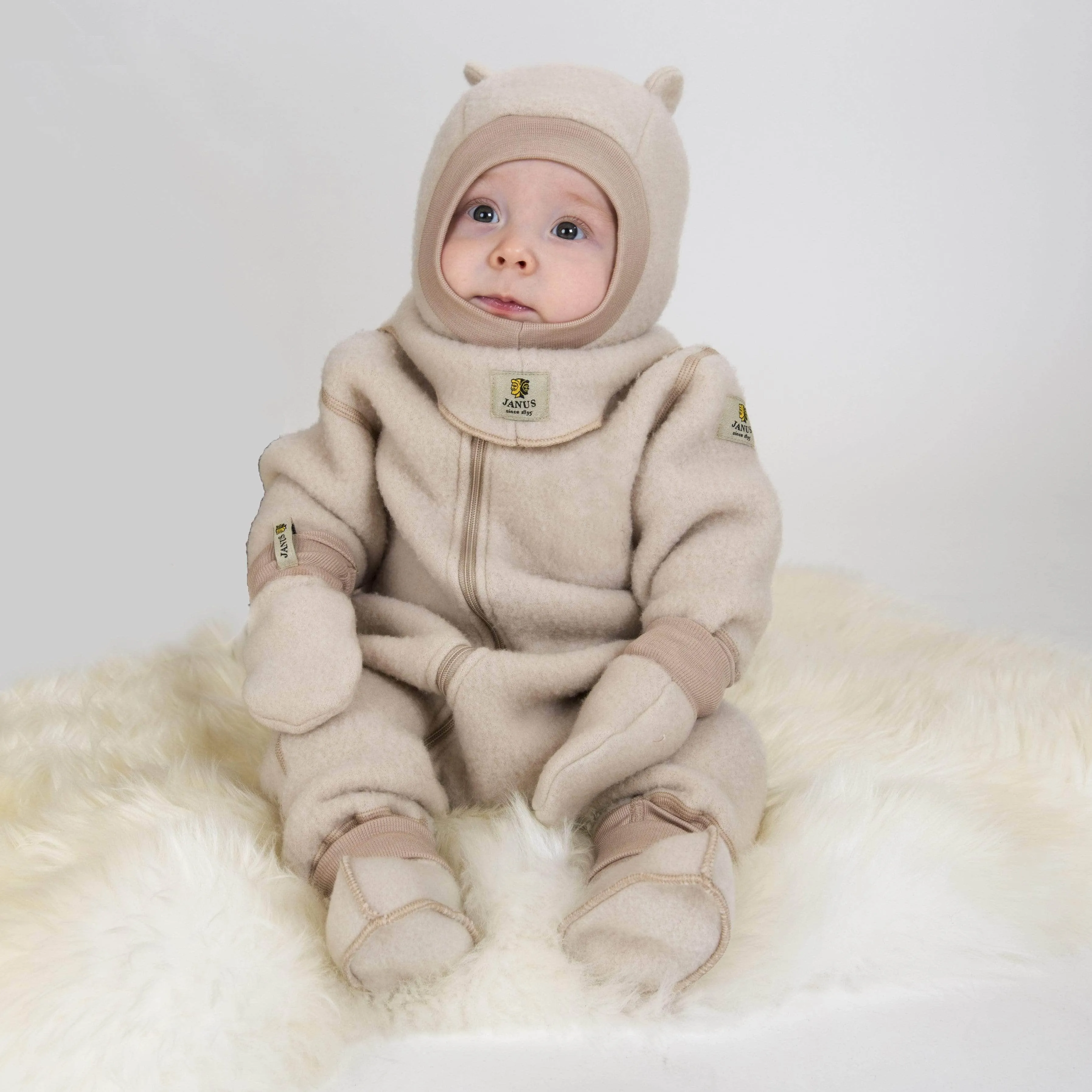 Wool Fleece Playsuit: Beige