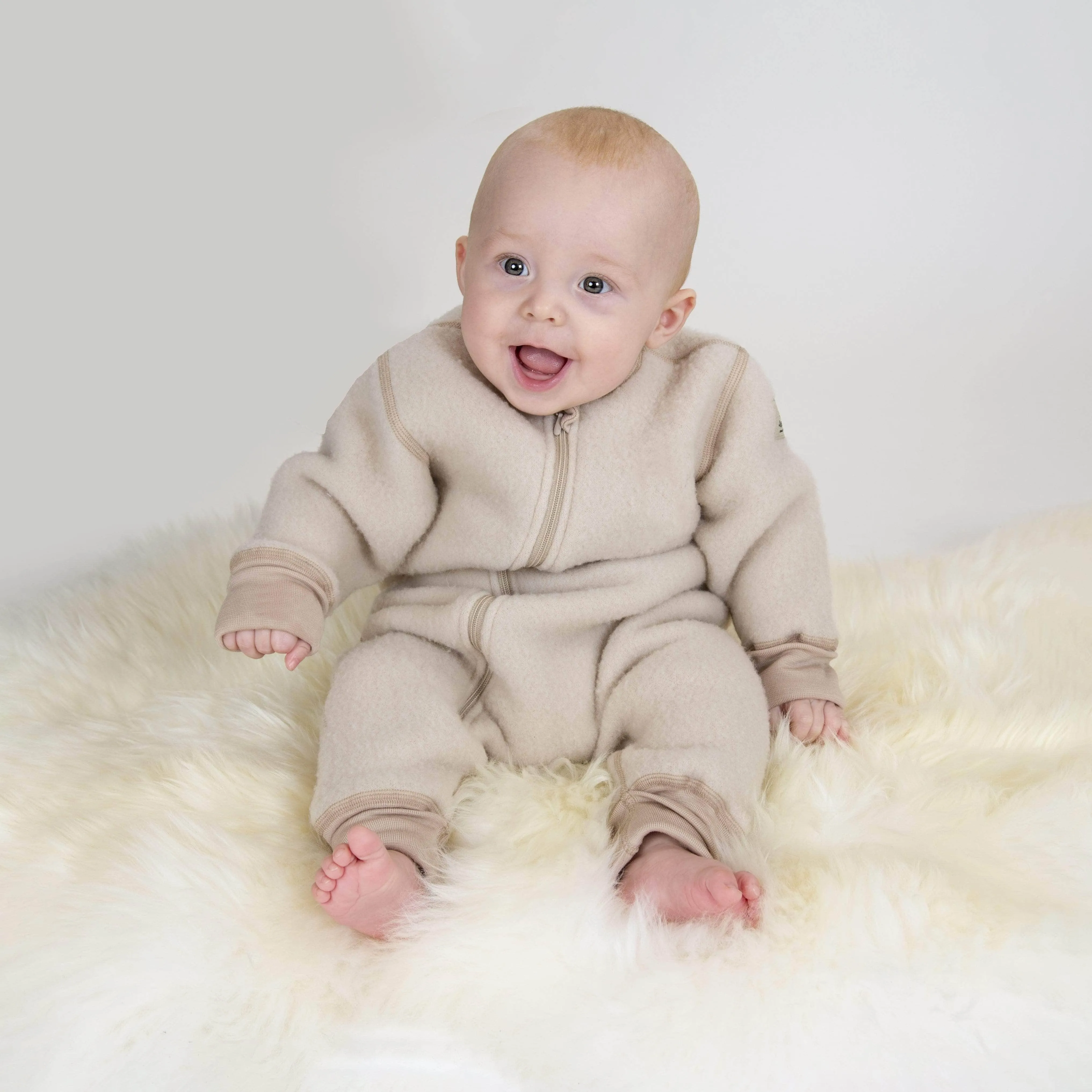 Wool Fleece Playsuit: Beige